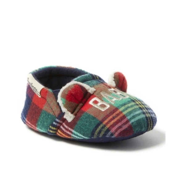 * Baby Bear Plaid Dearfoams Memory Foam Baby Slippers Size 5/6 - Picture 5 of 6